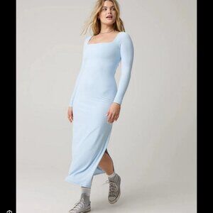 Aerie OFFLINE Real Me XTRA Night Out Maxi Dress Light blue Small Square Neck
